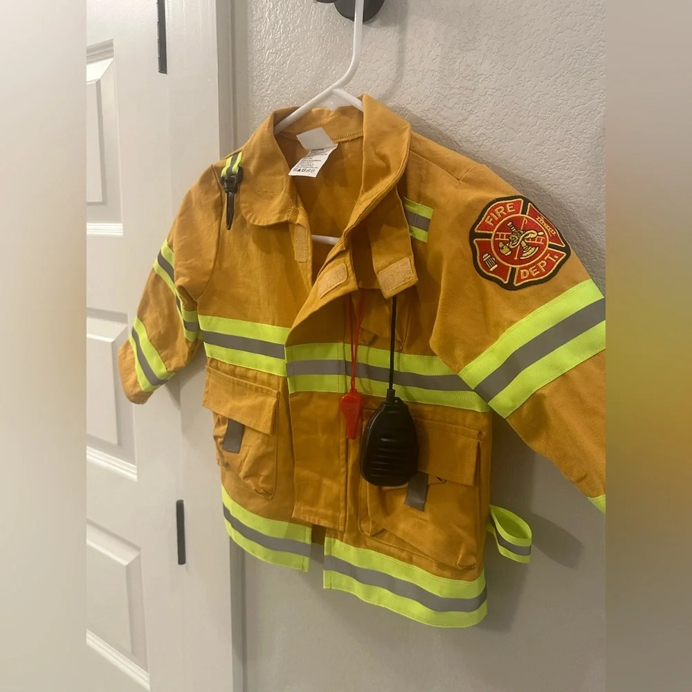 EUC kids Size 3T 4T Toddler Fire Department Jacket Halloween Costume Dress Up - Picture 9 of 11